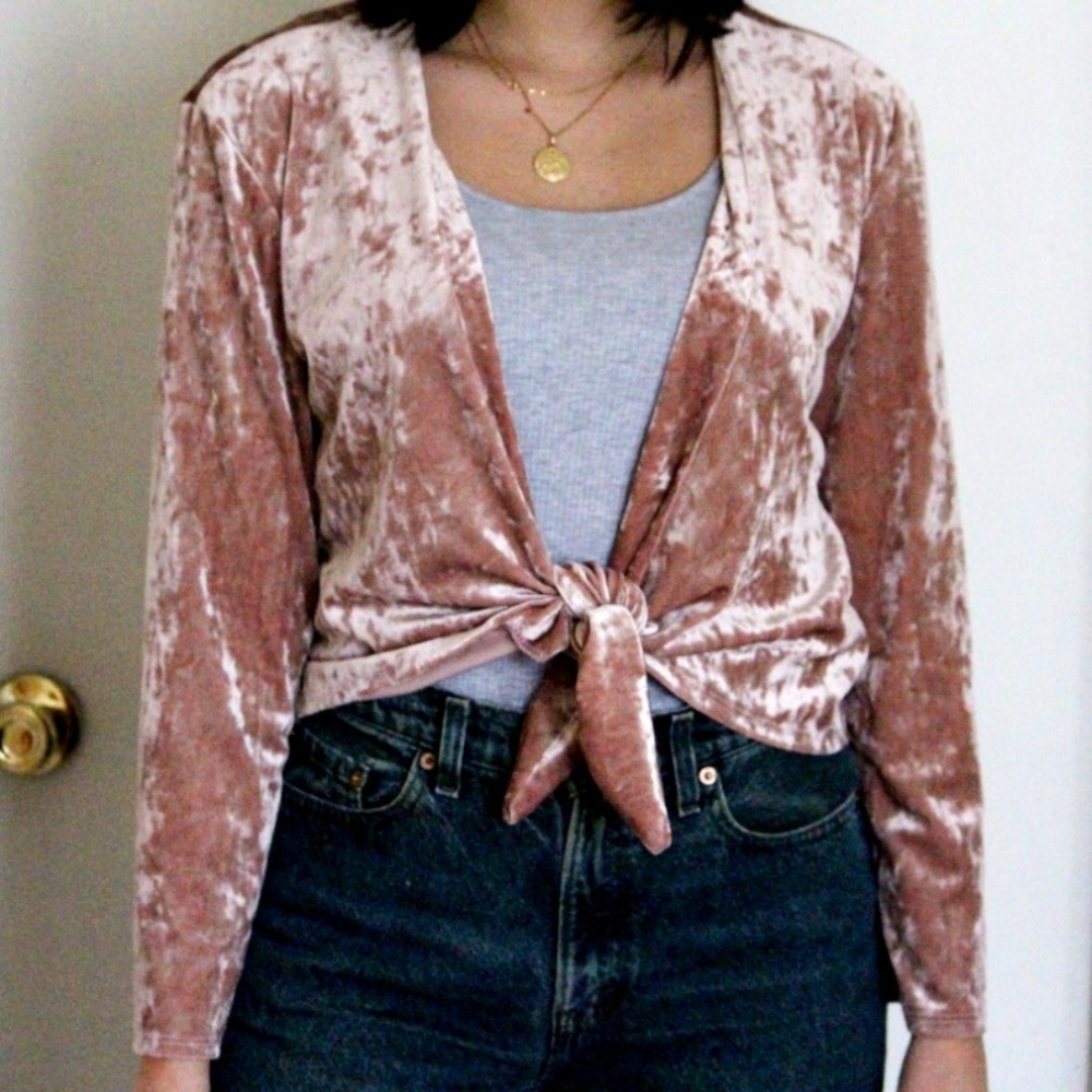 Velvet Tie-Front Top